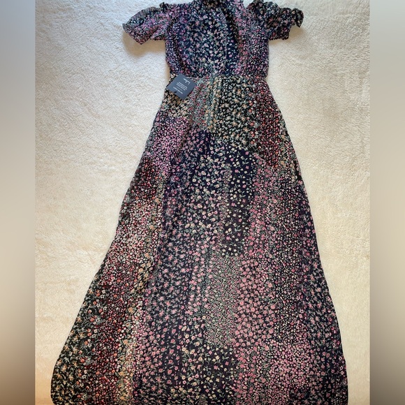 Lulus Neva Navy‎ Blue Floral Print Off-the-Shoulder Maxi Dress - Picture 4 of 9